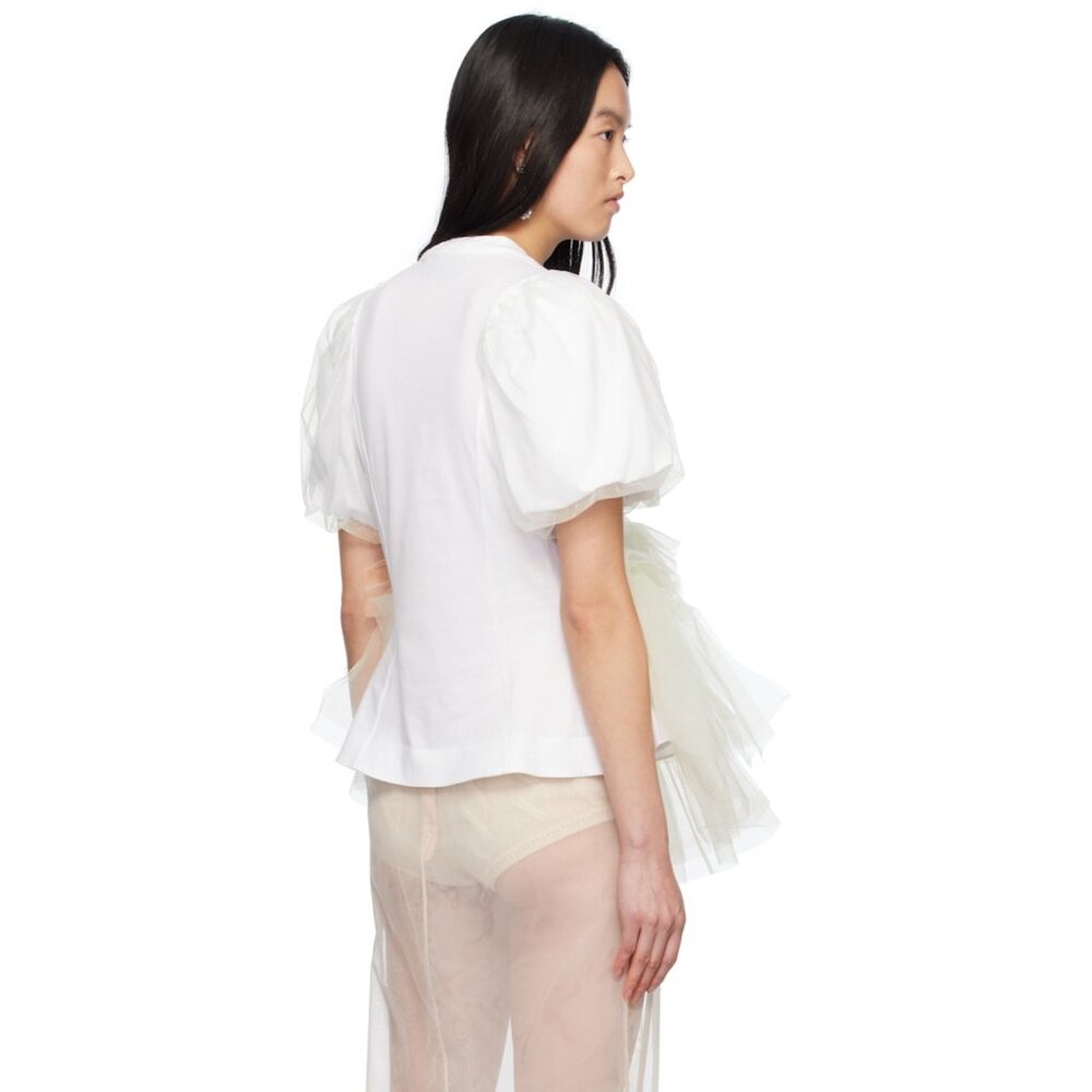 SIMONE ROCHA White Tulle Overlay Puff Sleeve Tutu top T-shirt size L - Picture 2 of 10